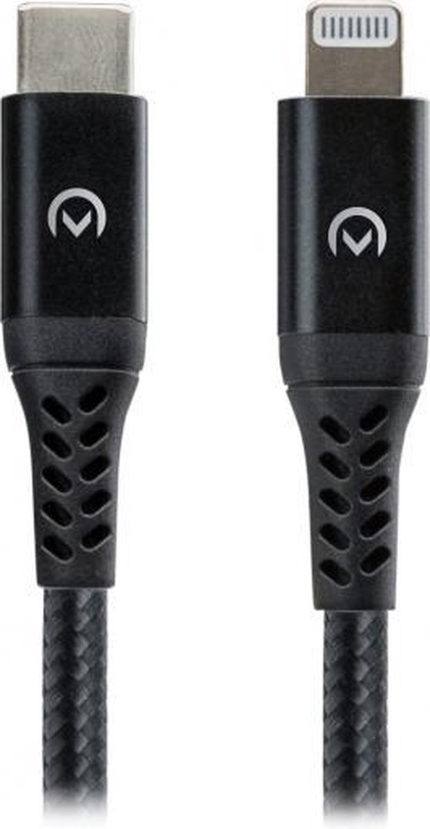 Mobilize Nylon USB-C naar Apple Lightning Kabel 1 Meter - Zwart