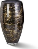 Terroso® - Vase en verre fait main - Noir avec doré - Aspect marbre - 38 cm de haut