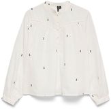 VERO MODA VMIRIS LS TOP NOOS Dames Blouse Lange Mouw Katoen Gebloemd Wit M