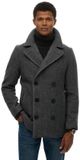 Superdry The Merchant Store Wollen Pea Coat Heren Jassen XXL Charcoal Herringbone