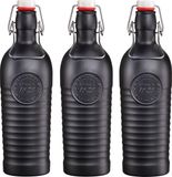 Bormioli Rocco beugelfles/weckfles - 3x - zwart - met beugeldop - 1200 ml