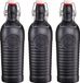 Bormioli Rocco beugelfles/weckfles - 3x - zwart - met beugeldop - 1200 ml