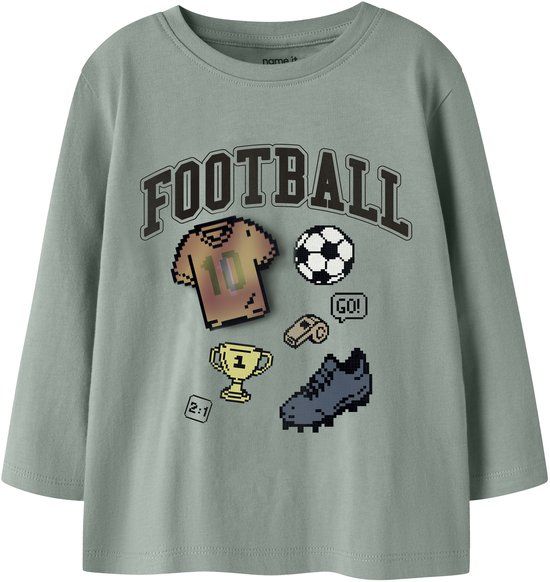 NAME IT - NMMLAUGE LS NREG TOP BOX - Jongens - Lange mouwen shirts - Maat 110 - Groen Milieu - Katoen