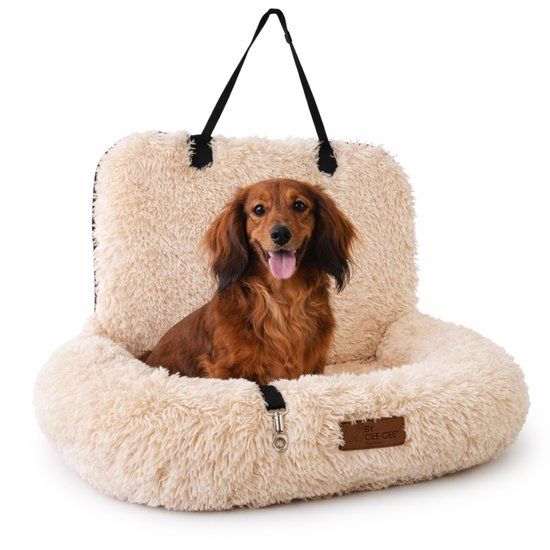 By Cee Cee Autostoel Hond Deluxe - Hondenmand Auto - Beige - Maat S