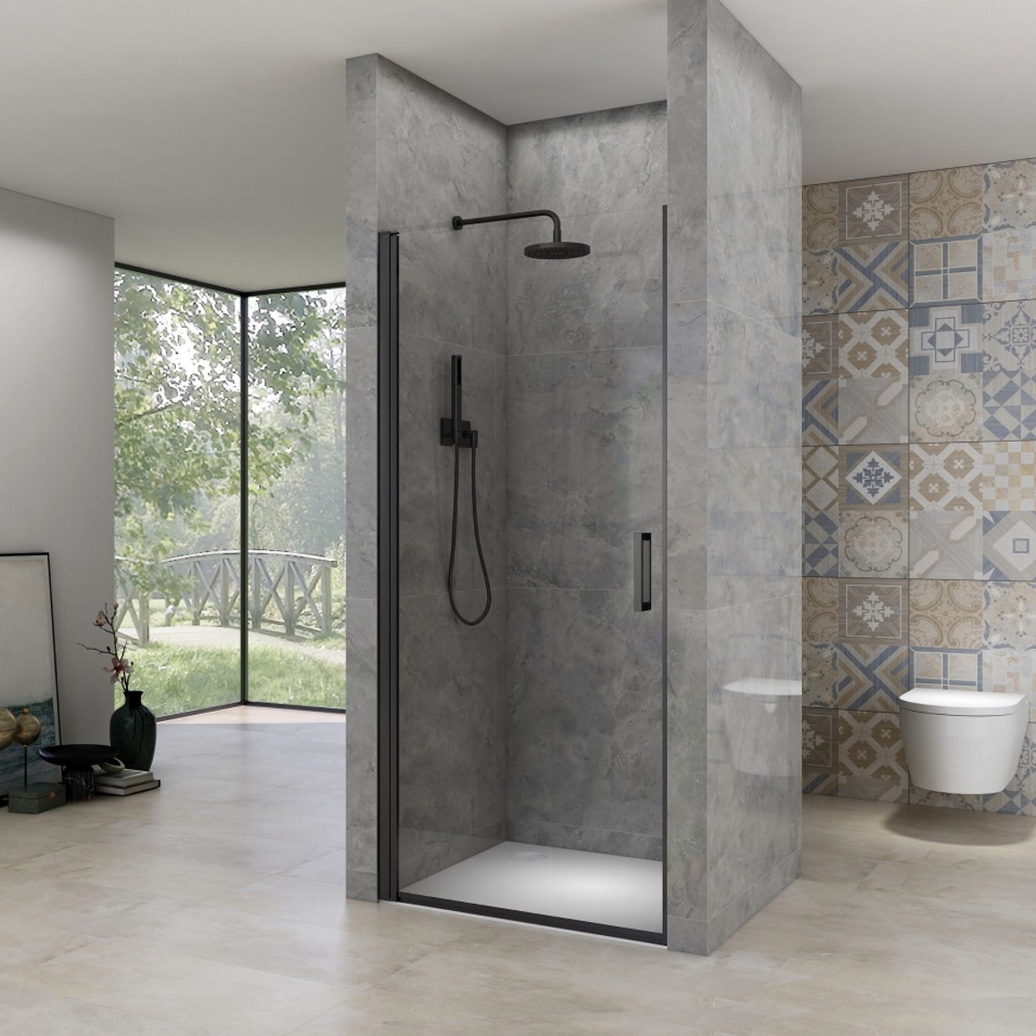 van Rijn Nisdeur ST02 Draaideur 100x200 cm 6 mm Zwart - 8719304151494