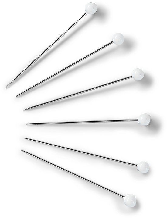 Prym Glaskopspelden staal 0,80x48mm zilverkleurig wit