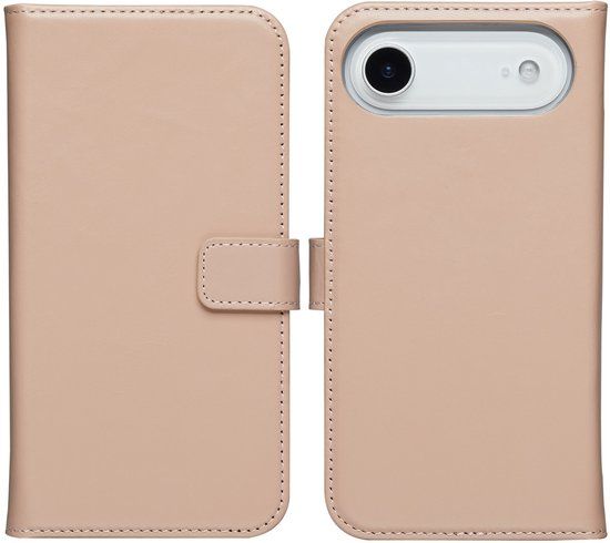 Selencia Echt Leren Bookcase voor de Apple iPhone Air - Dusty Pink