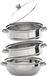 Four à vapeur en acier inoxydable - Casserole à 3 couches, 28 cm - Couvercle en verre - Chauffage rapide - Lavable au lave-vaisselle - Argenté