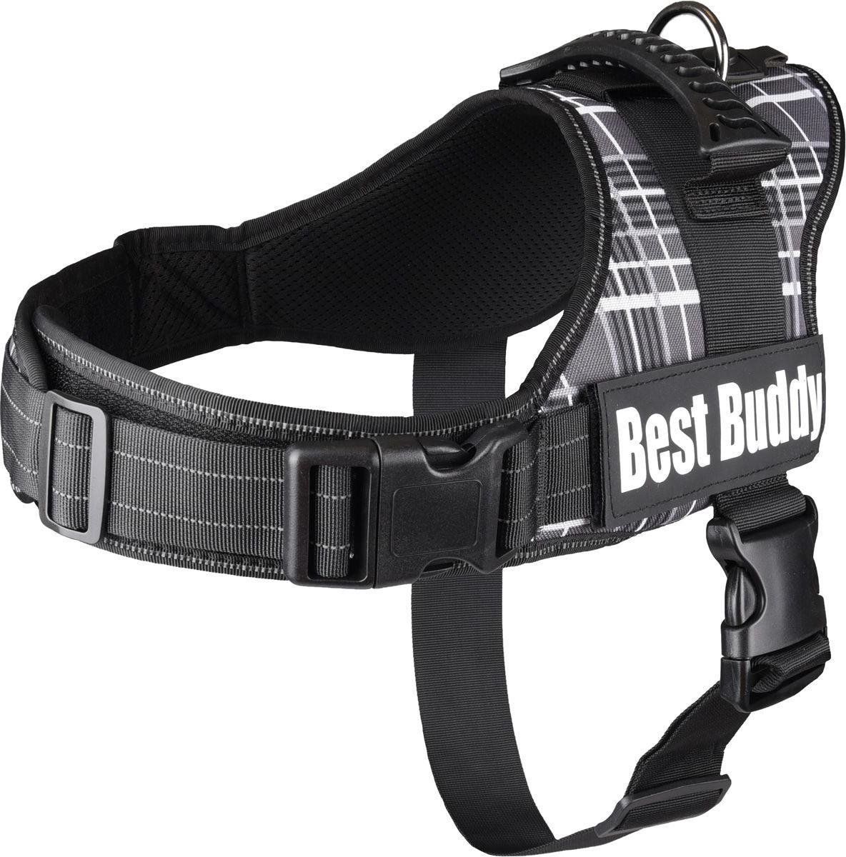 FLAMINGO Hondentuig Best Buddy Pluto Zwart Grid - Zwart - 95 - 130 cm x 50 mm