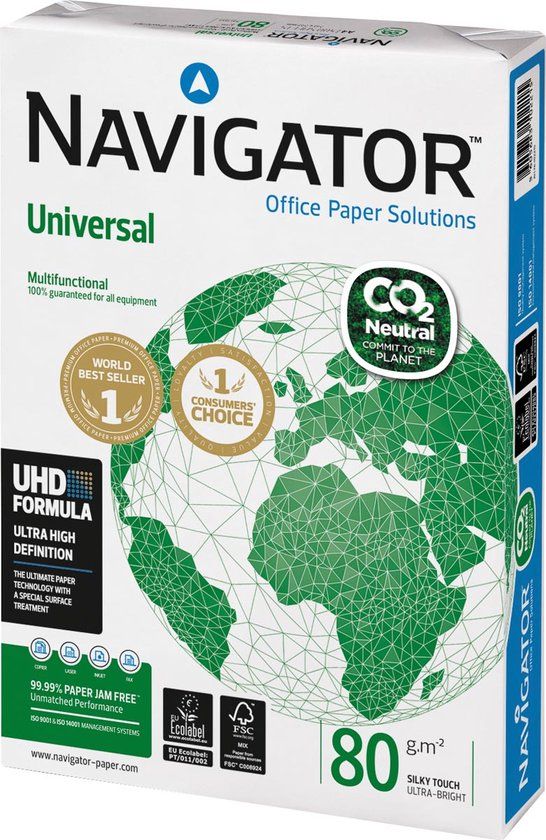 Navigator Universal Carbon Neutral Papier A4 80 g/m² Wit (5 x 500 vel)