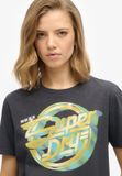 Superdry Rock Band T-shirt Dames Dark Charcoal