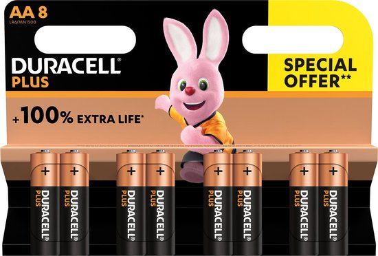 Duracell Plus AA Alkaline Batteries - 96 Pack (12 x 8)