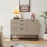 en.casa Sideboard Lavangen commode 75x100x35 cm betonkleurig licht en zwart