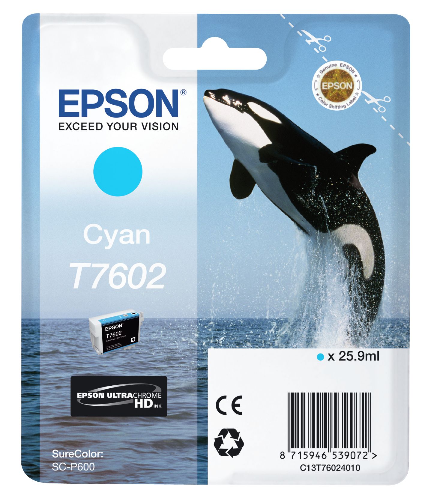 Epson T7602XL Cyaan Inktcartridge - 2100 pagina's - Origineel