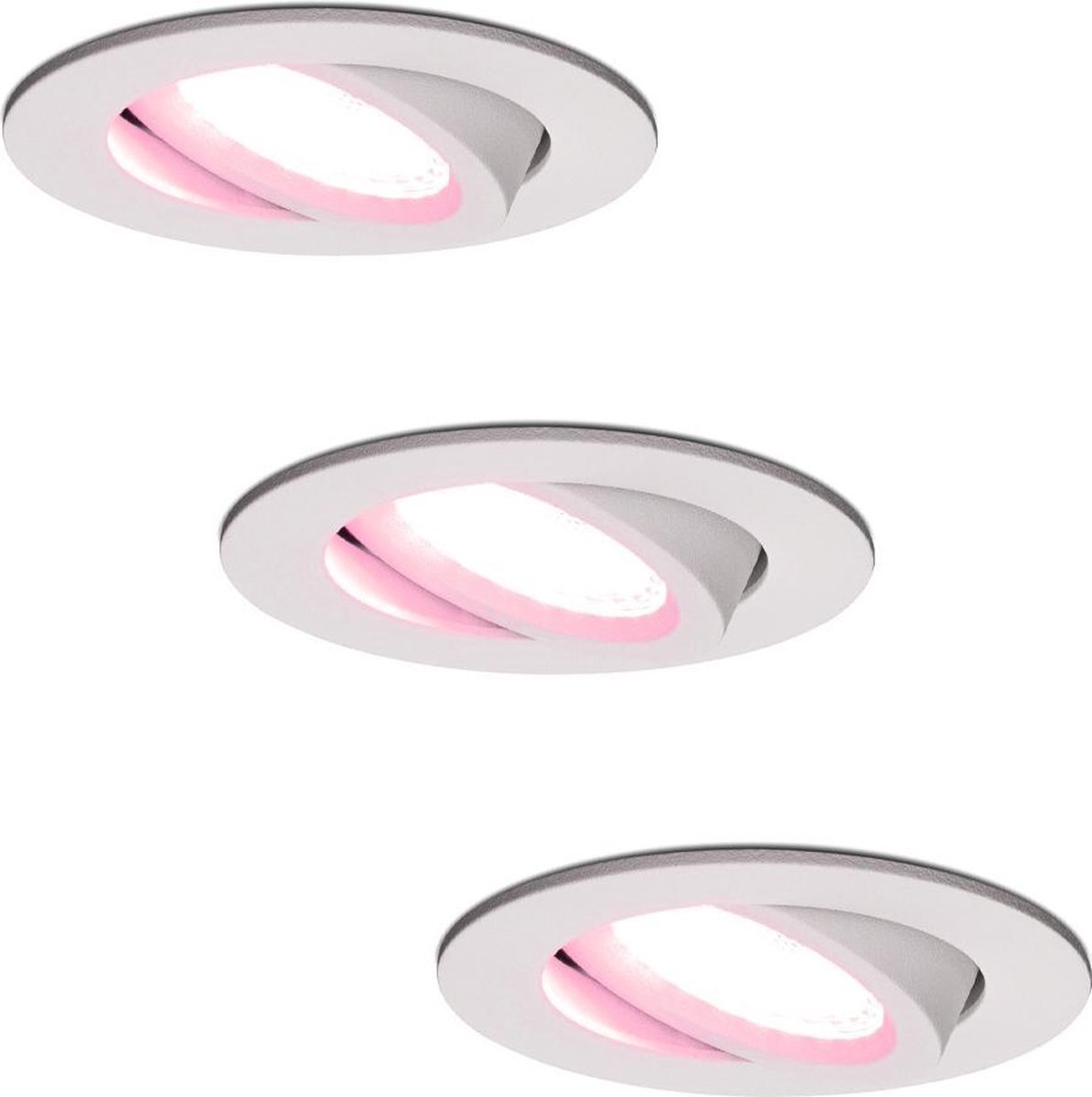 HOFTRONIC SMART 3x - Rome smart inbouwspot - LED - Zaagmaat 75mm - Wit - Besturing via app - WiFi - Bluetooth - Dimbaar - Kantelbaar - 6 Watt - 480 lumen - 230V - 2700-6000K - RGBWW - Plafondspots - Inbouwspot voor badkamer & buiten -