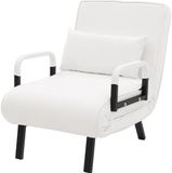 ML-Design Slaapfauteuil met slaapfunctie 186x60 cm van staal/chenille, wit