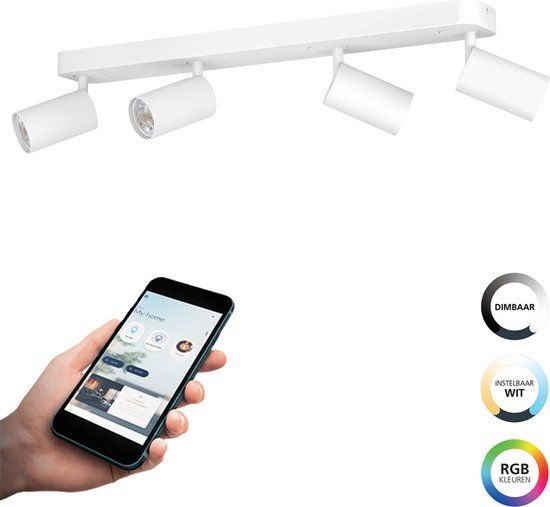 EGLO connect.z Telimbela-Z Smart Spot - GU10 - 58 cm - Wit - RGB & Wit Licht - Dimbaar - Zigbee