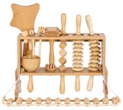 Houttherapie Set de massage en bois - 13 pièces - Hêtre - Avec support de rangement