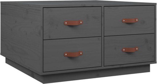 vidaXL Salontafel 80x80x45 cm massief grenenhout grijs