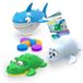 INKEE TOYS Badspeelgoed, 3 zeedieren met haai, krokodil en zeehond, badset voor kinderen met trekkoord, grappig waterspeelgoed voor kinderen