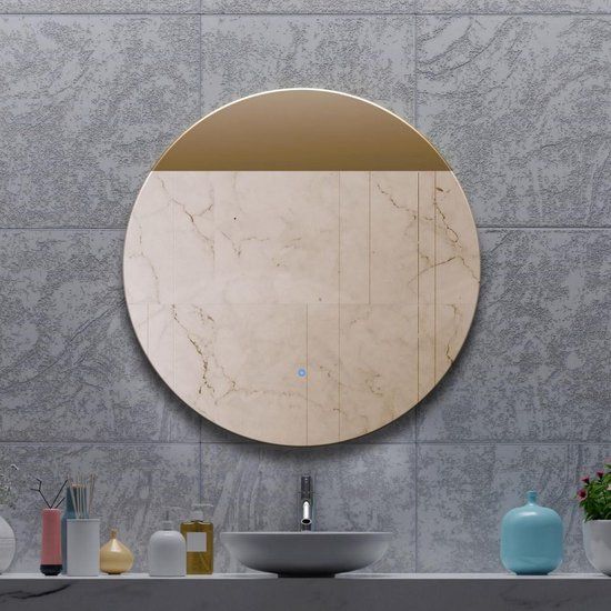 Gliss Design Oko Ronde Spiegel - 100 cm - Koper - Met LED Verlichting