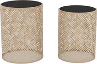DKD Home Decor Set van 2 bijzettafels Kristal Zwart Metaal 42 x 42 x 55 cm