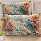 PETTI Artigiani Italiani - Paar kussenslopen 40 x 70 cm van microvezel, decoratief kussen voor slaapkamer, bank, woonkamer, set van 2 kussenslopen, bloemenpatroon 05 11, 100% Made in Italy