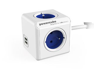 Allocacoc PowerCube Extended USB - Stekkerdoos - 1.5 m - Blauw/Wit