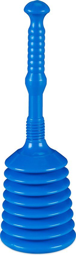 Merkloos Relaxdays plopper - gootsteenontstopper - 49x15,5 cm - voor toilet en keukenafvoer - blauw