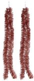 Gerimport Guirlande de Noël - 2 pièces - or rose - lametta en aluminium - 180 x 7 cm