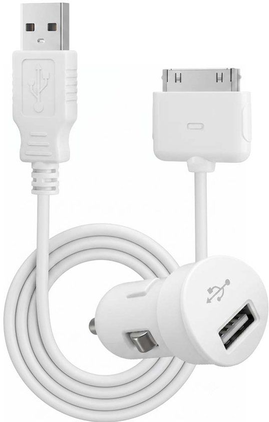 Blueway Mini 1A sigarettenaanstekeroplader Geschikt voor Apple iPhone/iPod, Wit