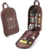 OEM ZIDOUBLE Kampeer Reiskookgerei Tas - Reistas - Draagbare Zak voor BBQ Camping Keukengerei Keukenset - Bruin