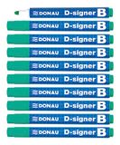 DONAU D-Signer B Whiteboard-marker, 10 stuks, groen, ronde punt 2-4 mm, droogbestendig, tot 72 uur zonder dop, niet-giftige inkt