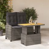 Maison Exclusive - Salon de jardin et coussins 2 pcs gris rotin