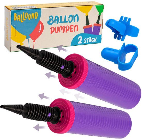Balloono Handpomp voor ballonnen, set van 2 voor snel oppompen, Paars