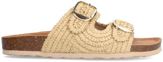 Manfield - Beige Raffia Slides Slippers - Women - Size 36 - 2025
