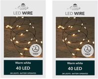 Anna's Collection Draadverlichting lichtsnoer - 40 led lampjes - warm wit - 200 cm - op batterij