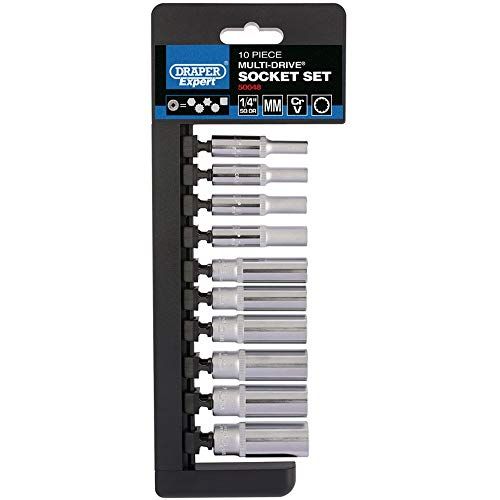 Draper 50048 1/4-inch metrisch multi-drive diepe Socket 10-delige set