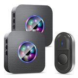 Draadloze deurbel, draadloze set, 300 m bereik, IP55, waterdicht, huisdeurbel met 2 plug-in-ontvangers, 55 melodieën, 5 volumeniveaus, RGB-licht