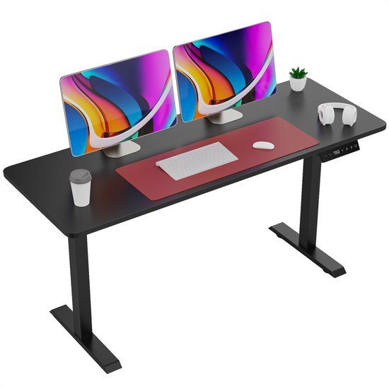 Avalo Zit Sta Bureau Elektrisch Verstelbaar - 140x60 CM - Zwart - Elektrisch Bureau