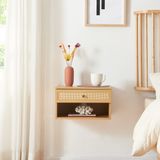[en.casa] Wandrek Eiker met lade 40x31,5x23 cm eikenkleurig en rotan look
