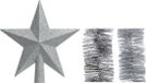 Decoris Kaemingk B.V. Kerstversiering kunststof glitter ster piek 19 cm en folieslingers pakket zilver