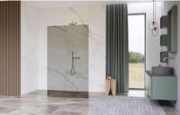 FortiFura Galeria Vrijstaande Inloopdouche - 180x200cm - Rookglas - antikalk - 8mm veiligheidsglas - wandsteunen - hoogglans chroom