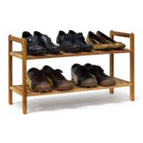 Relaxdays Open Shoe Rack - 24 Pair - Walnut Wood