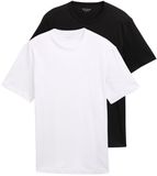 Tom Tailor - Katoenen T-shirts met logo-print, 2-pack - Maat XXXL - Black
