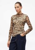 s.Oliver T-Shirt Vrouwen Bruin Polyester Korte Mouw Panterprint Aansluitend 40