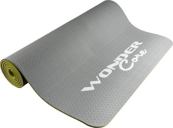 Wonder Core Yoga Mat TPE - 8mm - Grijs - 173x61cm - Anti-slip - Voor Yoga en Fitness