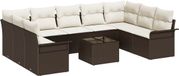 vidaXL Banc de jardin 10 pièces polyrattan marron et blanc