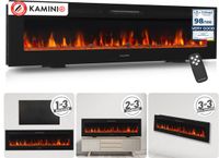 KAMINIO Elektrische haard MARLON - Elektrische 3-in-1 haard met verwarming, 3D-vlameffect, 12 vlamkleuren, afstandsbediening - 70 inch