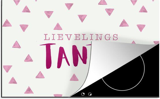 KitchenYeah® Inductie beschermer 77x51 cm - Quotes - 'Lievelingstante' - Roze - Inductiebeschermer